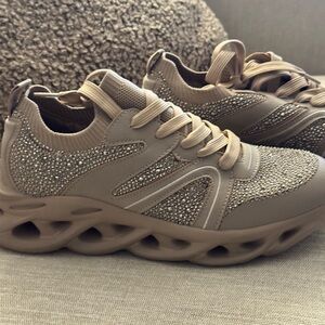 Sparkly Beige Women's Sneakers